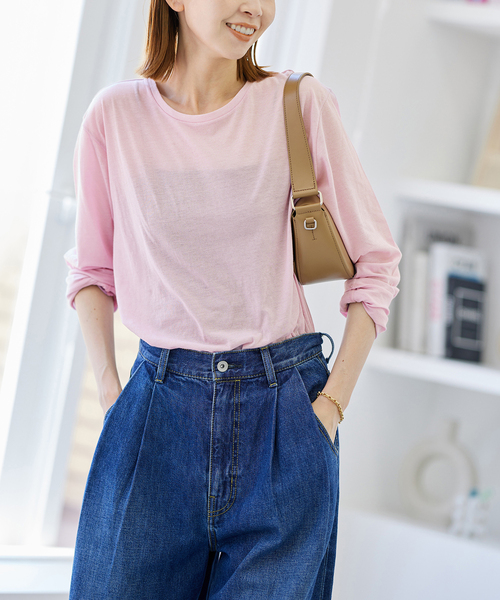 JOURNAL STANDARD（ジャーナルスタンダード）の「《追加3》クルーネックシアーロングTシャツ（Tシャツ/カットソー・レディース・ホワイト/ブラック/ピンク/イエロー・FREE）」の22枚目の写真