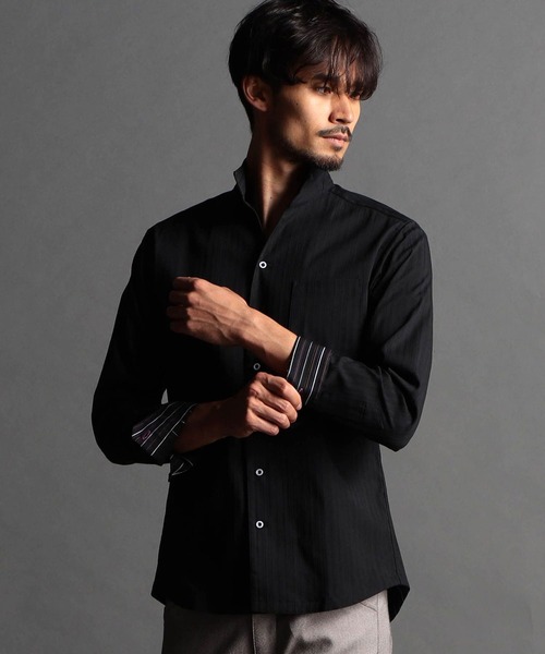 NICOLE CLUB FOR MEN(ニコルクラブフォーメン)の「ドビーストレッチアラカルトカラーシャツ(シャツ/ブラウス・メンズ・ブラック/ネイビー系/レッド/ホワイト系2/ネイビー/ホワイト系1・MEDIUM/LARGE/X-LARGE/XX-LARGE)」の4枚目の写真