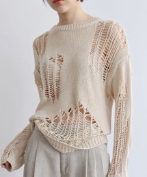 ▲damage long sleeve knit/ダメージロングスリーブニット