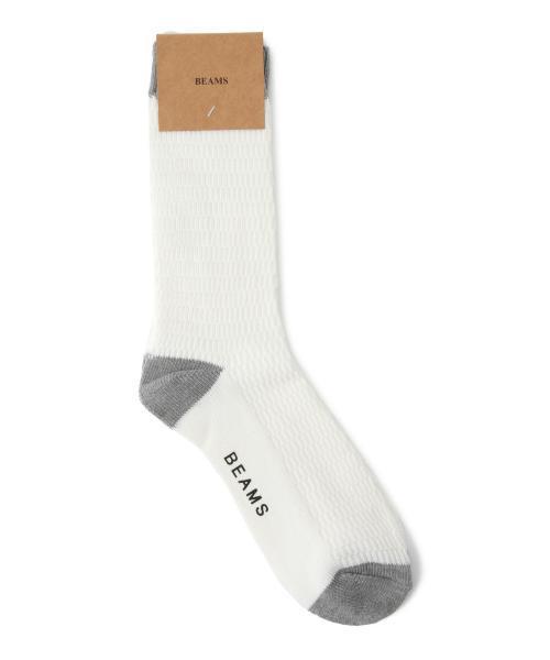 BEAMS（ビームス）の「BEAMS / リンクス 切替 クルーソックス（ソックス/靴下・メンズ・ホワイト/グレー/ブラック/ネイビー・ONE SIZE）」の5枚目の写真