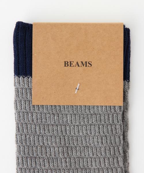 BEAMS（ビームス）の「BEAMS / リンクス 切替 クルーソックス（ソックス/靴下・メンズ・ホワイト/グレー/ブラック/ネイビー・ONE SIZE）」の13枚目の写真