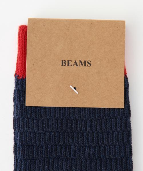 BEAMS（ビームス）の「BEAMS / リンクス 切替 クルーソックス（ソックス/靴下・メンズ・ホワイト/グレー/ブラック/ネイビー・ONE SIZE）」の9枚目の写真