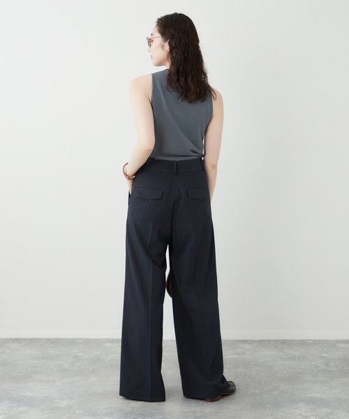 美品 Plage タックワイドパンツ グレー 36　 　 　グレー plage グレー ワイドパンツ 美品 Plage タックワイドパンツ グレー 36