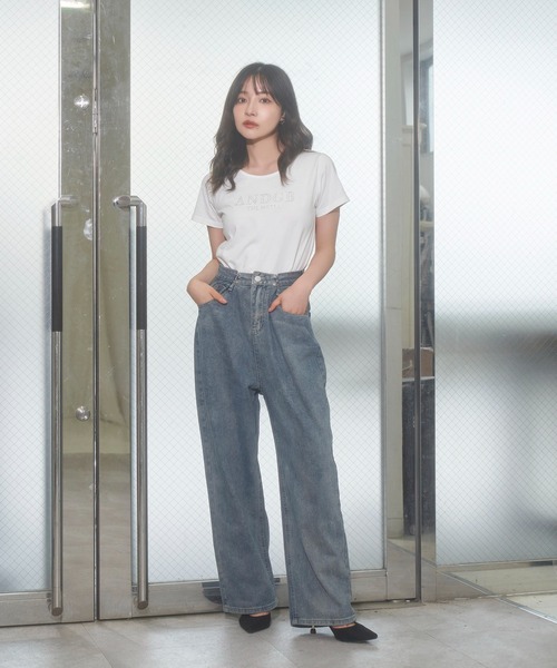 ANDGEEBEE(アンジービー)の「ラインストーンロゴT(Tシャツ/カットソー・レディース・ホワイト/ブラック・MEDIUM)」の6枚目の写真