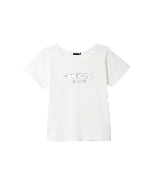 ANDGEEBEE(アンジービー)の「ラインストーンロゴT(Tシャツ/カットソー・レディース・ホワイト/ブラック・MEDIUM)」の7枚目の写真