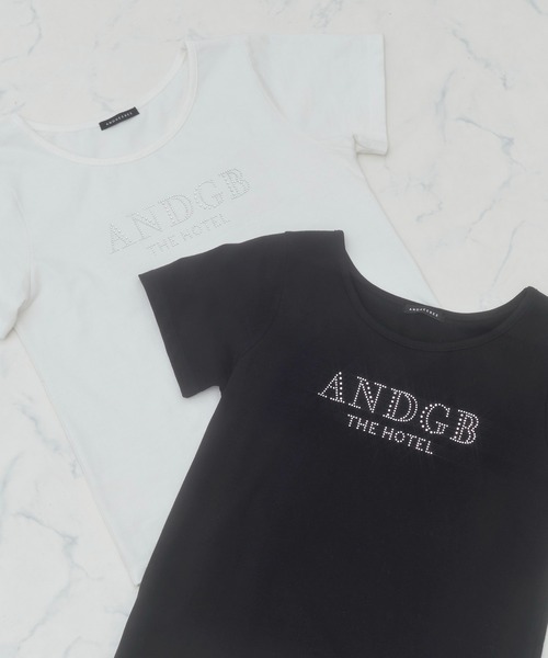 ANDGEEBEE(アンジービー)の「ラインストーンロゴT(Tシャツ/カットソー・レディース・ホワイト/ブラック・MEDIUM)」の15枚目の写真
