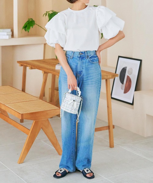 KOBE LETTUCE(コウベレタス)の「バルーンスリーブTシャツ(Tシャツ/カットソー・レディース・ブラック/オフホワイト・M)」の6枚目の写真
