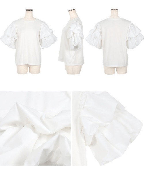 KOBE LETTUCE(コウベレタス)の「バルーンスリーブTシャツ(Tシャツ/カットソー・レディース・ブラック/オフホワイト・M)」の9枚目の写真