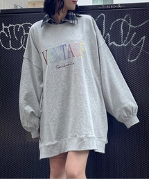 one way | カレッジ刺繍ロゴルーズトレーナー(スウェット)