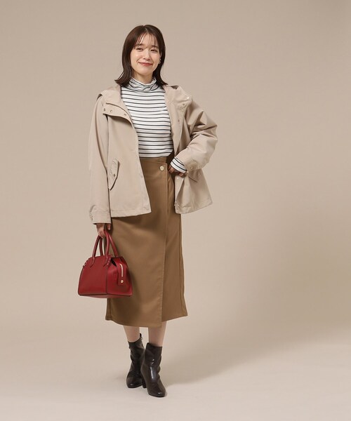 DRESKIP（ドレスキップ）の「◆【無地/チェック柄】すっきり上品な ラップ風ナロースカート（スカート・レディース・キャメル/ベージュ系その他2/ブラック/ブラック系1・03/02/04）」の17枚目の写真