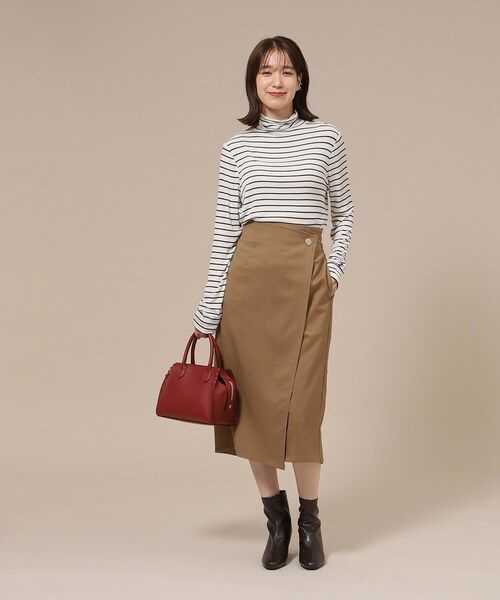 DRESKIP（ドレスキップ）の「◆【無地/チェック柄】すっきり上品な ラップ風ナロースカート（スカート・レディース・キャメル/ベージュ系その他2/ブラック/ブラック系1・03/02/04）」の18枚目の写真