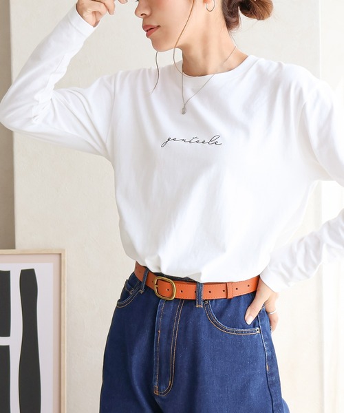 Social GIRL（ソーシャルガール）の「筆記体ロゴロングTシャツ（Tシャツ/カットソー・レディース・ブラック/ホワイト・S/M/L）」の2枚目の写真