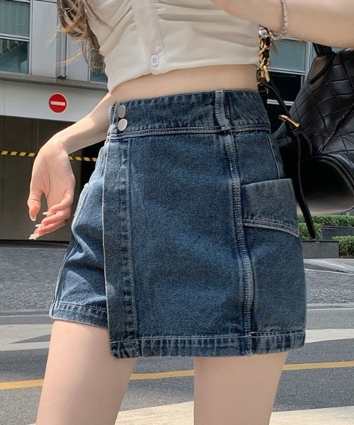 wears（ウェアーズ）の「ハイウエストデニムラップスカパン（デニムスカート・レディース・ブルー/ブラック・FREE）」の10枚目の写真
