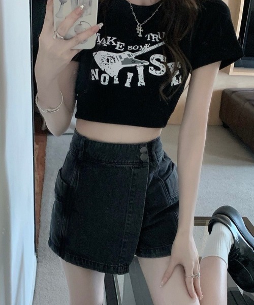 wears（ウェアーズ）の「ハイウエストデニムラップスカパン（デニムスカート・レディース・ブルー/ブラック・FREE）」の3枚目の写真