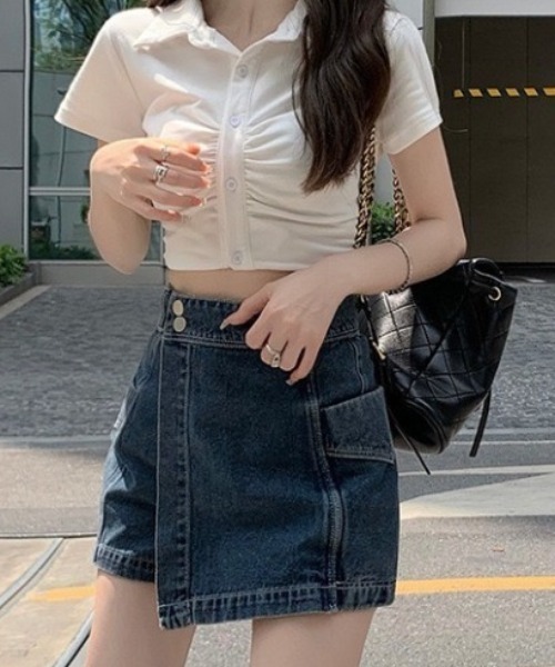wears（ウェアーズ）の「ハイウエストデニムラップスカパン（デニムスカート・レディース・ブルー/ブラック・FREE）」の14枚目の写真