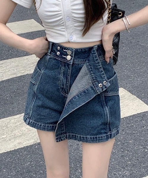 wears（ウェアーズ）の「ハイウエストデニムラップスカパン（デニムスカート・レディース・ブルー/ブラック・FREE）」の12枚目の写真