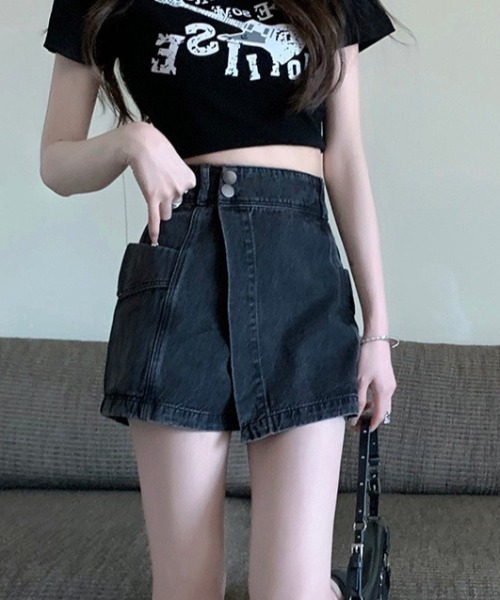 wears（ウェアーズ）の「ハイウエストデニムラップスカパン（デニムスカート・レディース・ブルー/ブラック・FREE）」の4枚目の写真