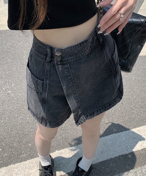 wears（ウェアーズ）の「ハイウエストデニムラップスカパン（デニムスカート・レディース・ブルー/ブラック・FREE）」の8枚目の写真