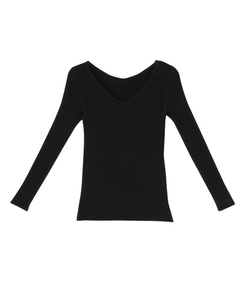 LATINA(ラティーナ)の「両Vネックソフトフィットニットトップス(Tシャツ/カットソー・レディース・グレー/ブラック/オフホワイト・FREE)」の5枚目の写真