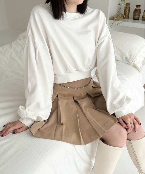 Heather（ヘザー）の「ピグメント加工ショート裏毛スウェット　984017（スウェット・レディース・オフホワイト/ブラック/ピンク・FREE）」の2枚目の写真