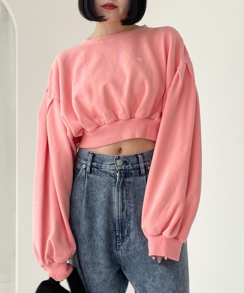 Heather（ヘザー）の「ピグメント加工ショート裏毛スウェット　984017（スウェット・レディース・オフホワイト/ブラック/ピンク・FREE）」の3枚目の写真