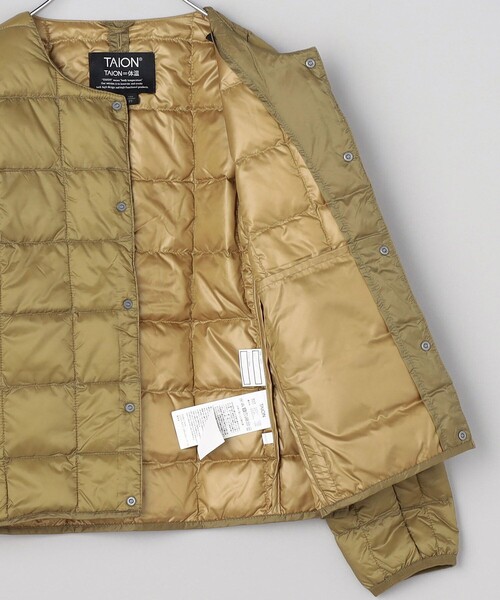 FREAK'S STORE（フリークスストア）の「限定展開 TAION/タイオン KIDS TAION JACKET / キッズ ベーシック クルーネックボタン インナーダウンジャケット / TAION-K104（ダウンジャケット/コート・キッズ・オリーブ/ベージュ/ブラック/ネイビー・140/120/110/130）」の10枚目の写真
