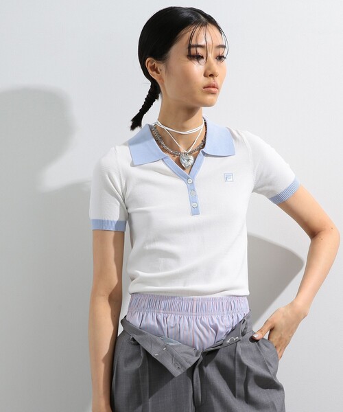 Ray BEAMS(レイビームス)の「FILA × Ray BEAMS / 別注 40-LOVE ポロシャツ(ポロシャツ・レディース・ホワイト・MEDIUM/SMALL)」の10枚目の写真