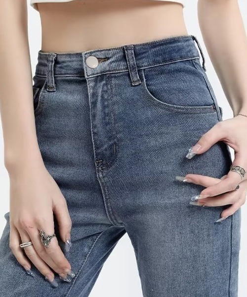 Miniministore（ミニミニストア）の「フレアパンツ デニムパンツレディース美脚（デニムパンツ・レディース・ブラック/ブルー・L/M/S）」の7枚目の写真