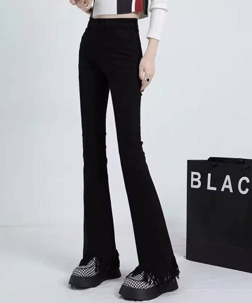 Miniministore（ミニミニストア）の「フレアパンツ デニムパンツレディース美脚（デニムパンツ・レディース・ブラック/ブルー・L/M/S）」の9枚目の写真