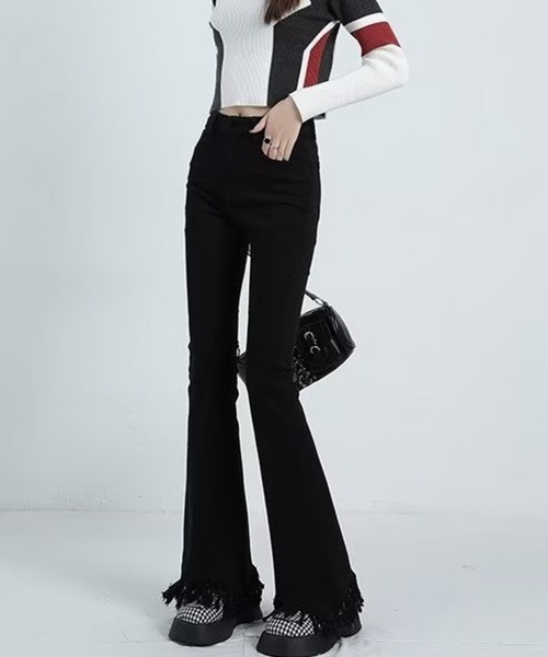 Miniministore（ミニミニストア）の「フレアパンツ デニムパンツレディース美脚（デニムパンツ・レディース・ブラック/ブルー・L/M/S）」の12枚目の写真