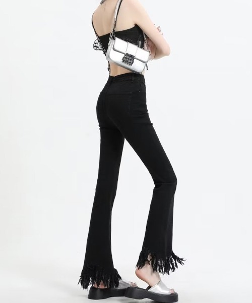 Miniministore（ミニミニストア）の「フレアパンツ デニムパンツレディース美脚（デニムパンツ・レディース・ブラック/ブルー・L/M/S）」の14枚目の写真