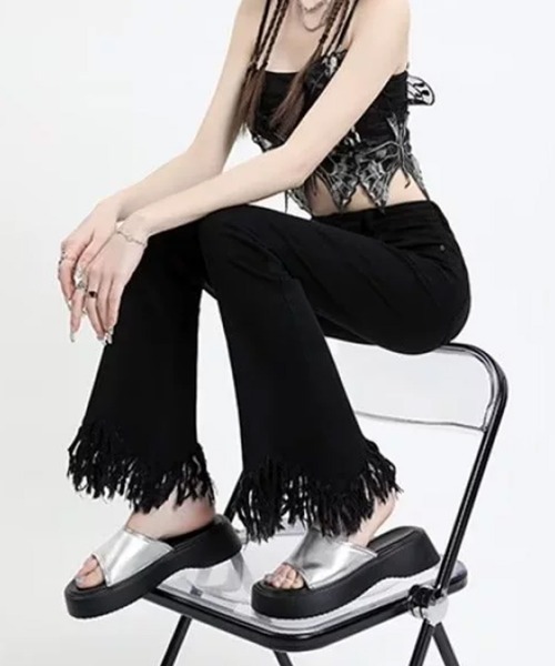 Miniministore（ミニミニストア）の「フレアパンツ デニムパンツレディース美脚（デニムパンツ・レディース・ブラック/ブルー・L/M/S）」の15枚目の写真