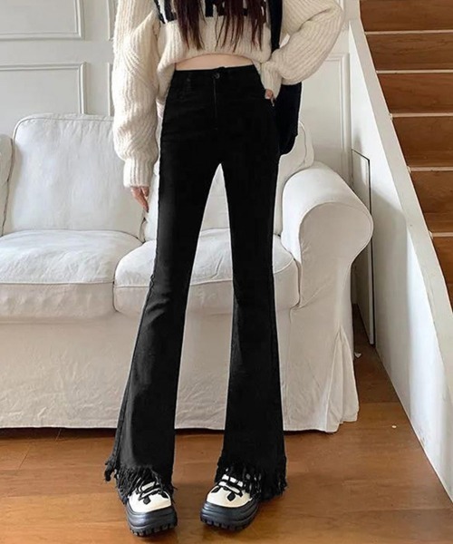 Miniministore（ミニミニストア）の「フレアパンツ デニムパンツレディース美脚（デニムパンツ・レディース・ブラック/ブルー・L/M/S）」の16枚目の写真