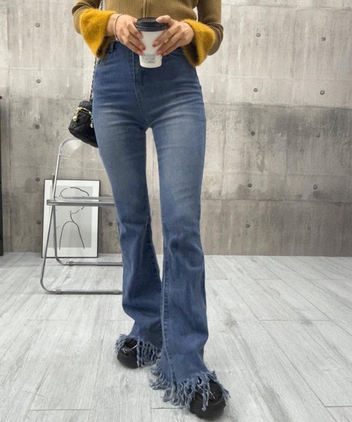 Miniministore（ミニミニストア）の「フレアパンツ デニムパンツレディース美脚（デニムパンツ・レディース・ブラック/ブルー・L/M/S）」の20枚目の写真