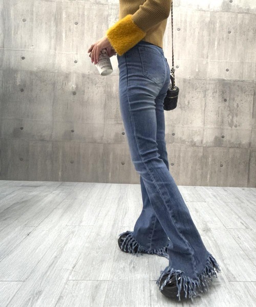 Miniministore（ミニミニストア）の「フレアパンツ デニムパンツレディース美脚（デニムパンツ・レディース・ブラック/ブルー・L/M/S）」の21枚目の写真