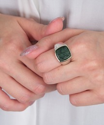TOM WOOD（トムウッド）の「【TOMWOOD(トムウッド)】Cushion Green Marble シルバーリング 指輪（リング・メンズ）」