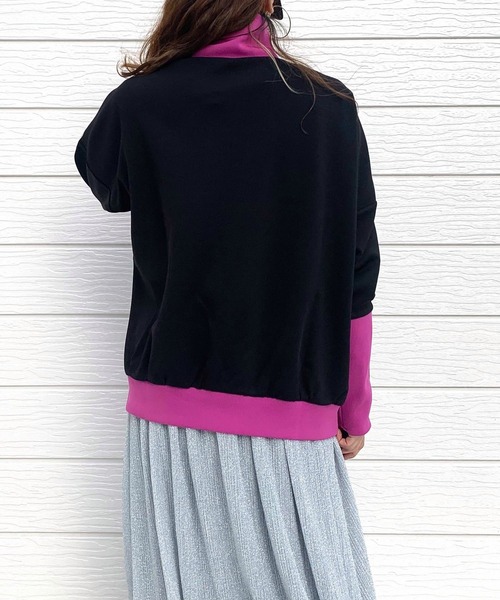 Q(キュー)の「配色トラックジャケット(ジャージ・レディース・ブラック/ホワイト・MEDIUM)」の16枚目の写真