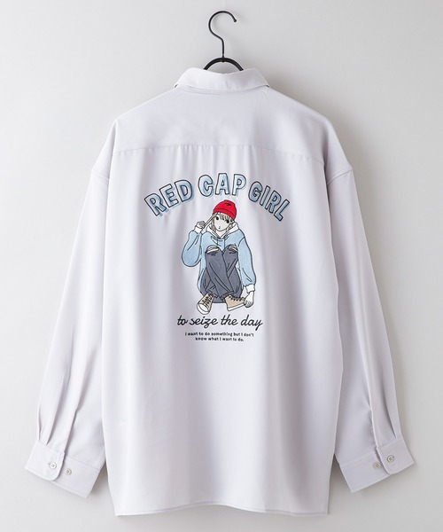 Red Cap Girl(レッドキャプガール)の「【UNIIT × RED CAP GIRL】 ナチュラルストレッチ バルーンスリーブ ルーズシルエット バック刺繍シャツ(シャツ/ブラウス・メンズ・グレー/グレイッシュブルー/ブラック/ブルー/ホワイト・MEDIUM/LARGE)」の3枚目の写真