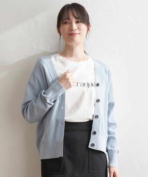 ikka(イッカ)の「GOKU楽 Vネックカーディガン(カーディガン/ボレロ・レディース・イエロー/ベージュ/ブラック/スカイブルー・M/L/S)」の4枚目の写真