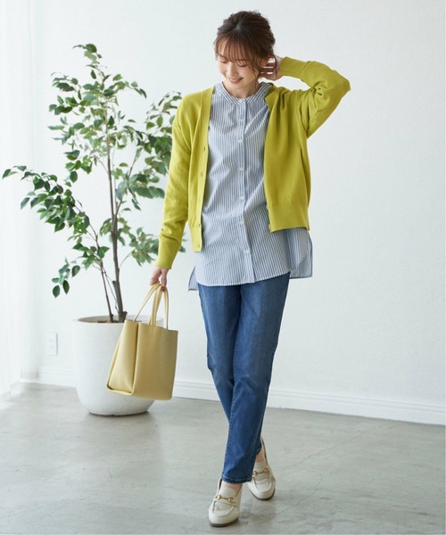 ikka(イッカ)の「GOKU楽 Vネックカーディガン(カーディガン/ボレロ・レディース・イエロー/ベージュ/ブラック/スカイブルー・M/L/S)」の13枚目の写真