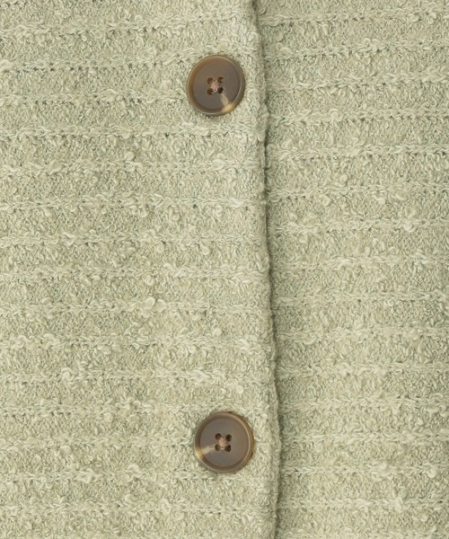 studio CLIP(スタディオクリップ)の「5ゲージブクブクヤーンダブルフロントカーディガン(カーディガン/ボレロ・レディース・オフホワイト/ライトグリーン/スモーク・FREE)」の6枚目の写真