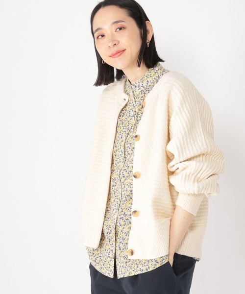 studio CLIP(スタディオクリップ)の「5ゲージブクブクヤーンダブルフロントカーディガン(カーディガン/ボレロ・レディース・オフホワイト/ライトグリーン/スモーク・FREE)」の20枚目の写真