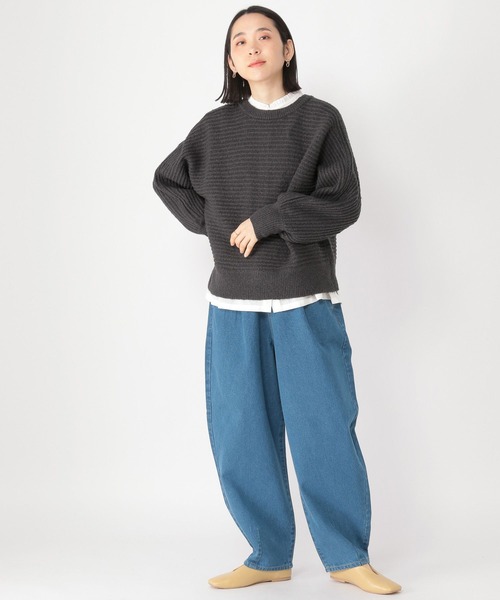 studio CLIP(スタディオクリップ)の「5ゲージブクブクヤーンダブルフロントカーディガン(カーディガン/ボレロ・レディース・オフホワイト/ライトグリーン/スモーク・FREE)」の17枚目の写真