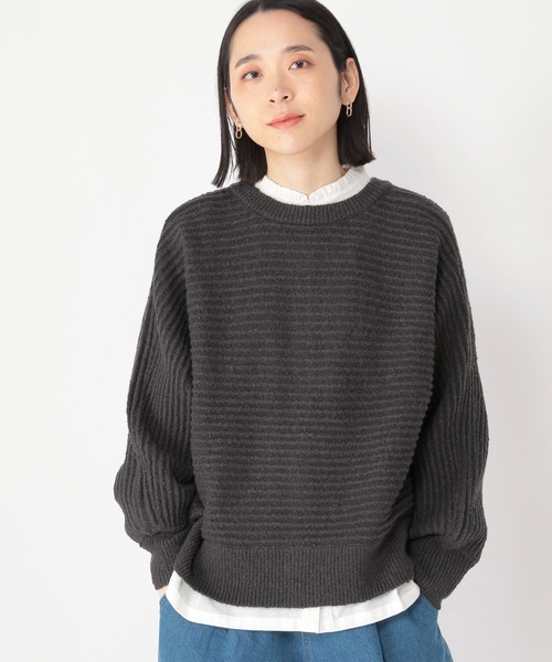 studio CLIP(スタディオクリップ)の「5ゲージブクブクヤーンダブルフロントカーディガン(カーディガン/ボレロ・レディース・オフホワイト/ライトグリーン/スモーク・FREE)」の16枚目の写真