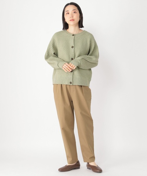 studio CLIP(スタディオクリップ)の「5ゲージブクブクヤーンダブルフロントカーディガン(カーディガン/ボレロ・レディース・オフホワイト/ライトグリーン/スモーク・FREE)」の14枚目の写真