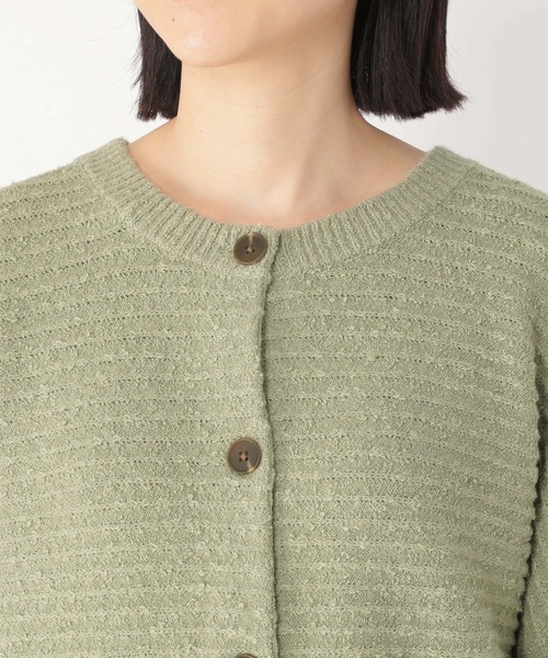 studio CLIP(スタディオクリップ)の「5ゲージブクブクヤーンダブルフロントカーディガン(カーディガン/ボレロ・レディース・オフホワイト/ライトグリーン/スモーク・FREE)」の10枚目の写真