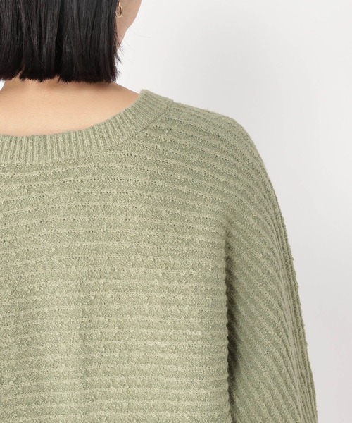 studio CLIP(スタディオクリップ)の「5ゲージブクブクヤーンダブルフロントカーディガン(カーディガン/ボレロ・レディース・オフホワイト/ライトグリーン/スモーク・FREE)」の7枚目の写真