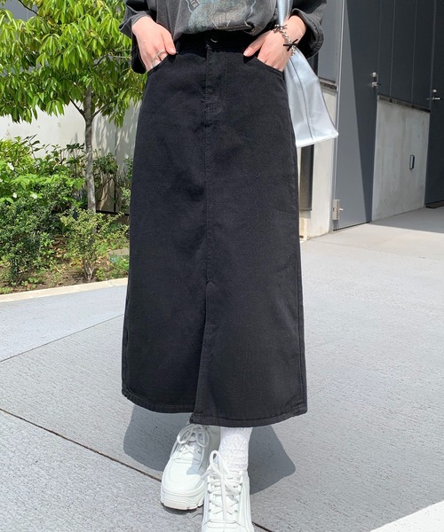 SHEPP（シープ）の「フロントスリット デニム タイト ロングスカート（デニムスカート・レディース・ブラック/サックスブルー/グレー/ブルー・S/M/L）」の20枚目の写真