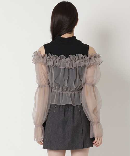 REDYAZEL（レディアゼル）の「チュールドッキングニット（シャツ/ブラウス・レディース・ブラック/オフホワイト/ベージュ・FREE）」の18枚目の写真