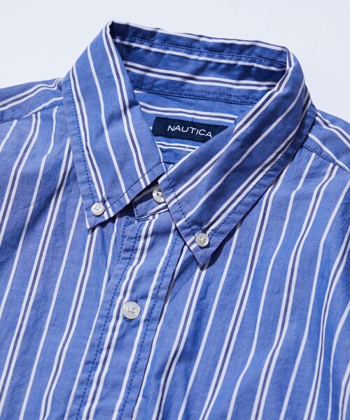 NAUTICA(ノーティカ)の「NAUTICA/ノーティカ Faded L/S Shirt (Broadcloth Stripes)/ブリーチ ブロードストライプシャツ ロングスリーブ(シャツ/ブラウス・メンズ・ネイビー/ブルー・MEDIUM/LARGE/X-LARGE)」の4枚目の写真